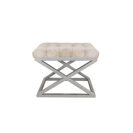 Atelier Del Sofa Puff Plateado y Crema